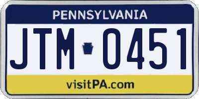 PA license plate JTM0451