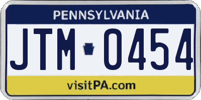 PA license plate JTM0454