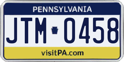 PA license plate JTM0458