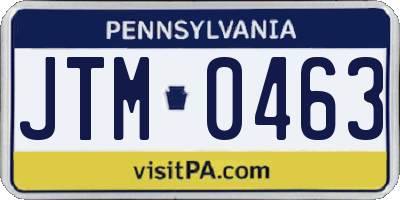 PA license plate JTM0463