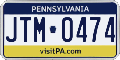 PA license plate JTM0474