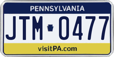 PA license plate JTM0477