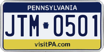 PA license plate JTM0501