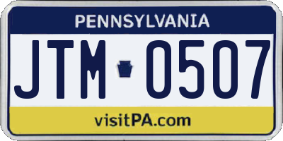 PA license plate JTM0507