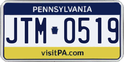 PA license plate JTM0519
