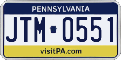 PA license plate JTM0551