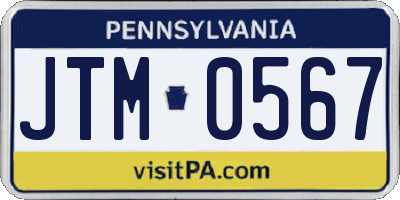 PA license plate JTM0567