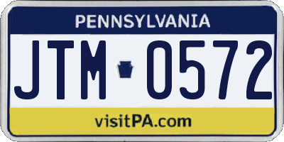 PA license plate JTM0572