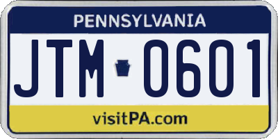 PA license plate JTM0601