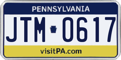 PA license plate JTM0617