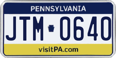 PA license plate JTM0640