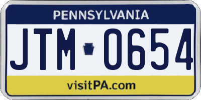 PA license plate JTM0654