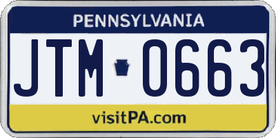 PA license plate JTM0663