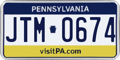 PA license plate JTM0674