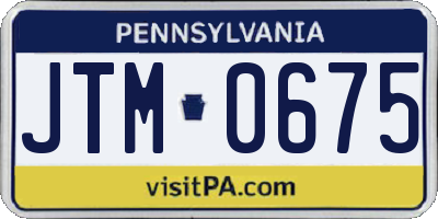 PA license plate JTM0675