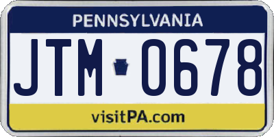 PA license plate JTM0678