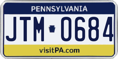 PA license plate JTM0684