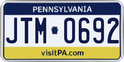 PA license plate JTM0692