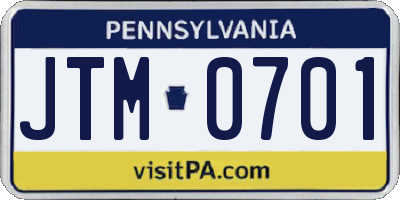 PA license plate JTM0701