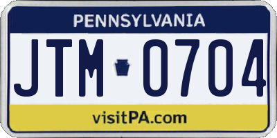 PA license plate JTM0704