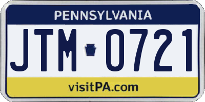 PA license plate JTM0721