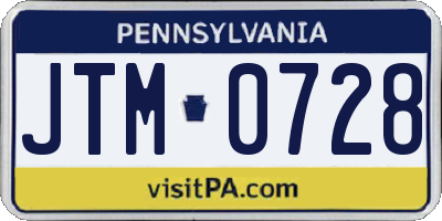 PA license plate JTM0728