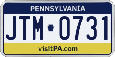 PA license plate JTM0731