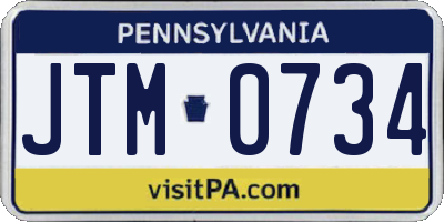 PA license plate JTM0734