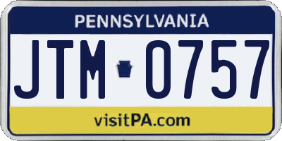 PA license plate JTM0757