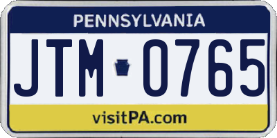 PA license plate JTM0765