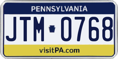 PA license plate JTM0768