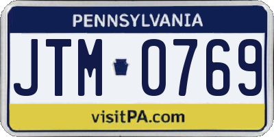 PA license plate JTM0769