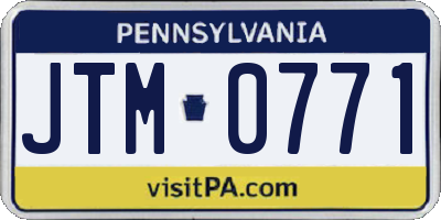 PA license plate JTM0771