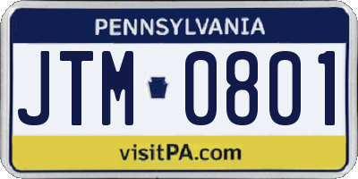 PA license plate JTM0801