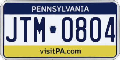 PA license plate JTM0804