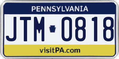 PA license plate JTM0818