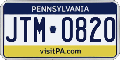 PA license plate JTM0820