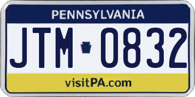 PA license plate JTM0832