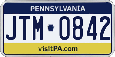 PA license plate JTM0842