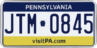 PA license plate JTM0845