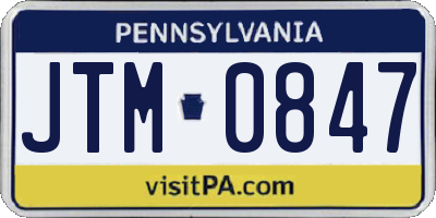 PA license plate JTM0847