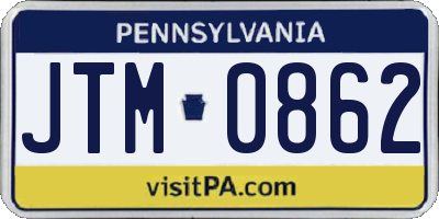 PA license plate JTM0862
