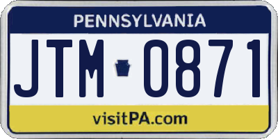 PA license plate JTM0871