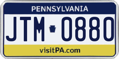 PA license plate JTM0880