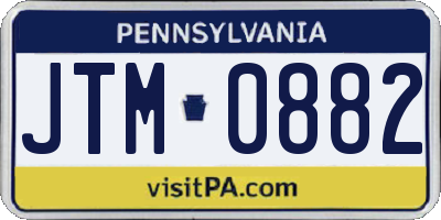 PA license plate JTM0882