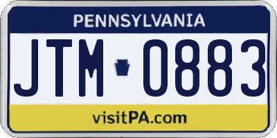 PA license plate JTM0883