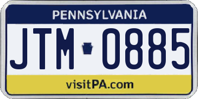 PA license plate JTM0885