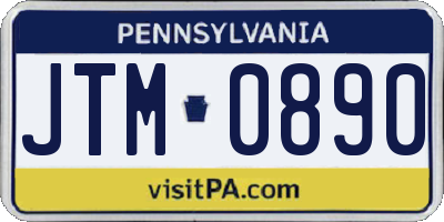 PA license plate JTM0890