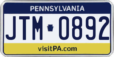 PA license plate JTM0892