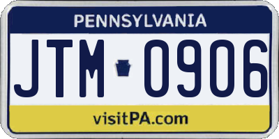 PA license plate JTM0906
